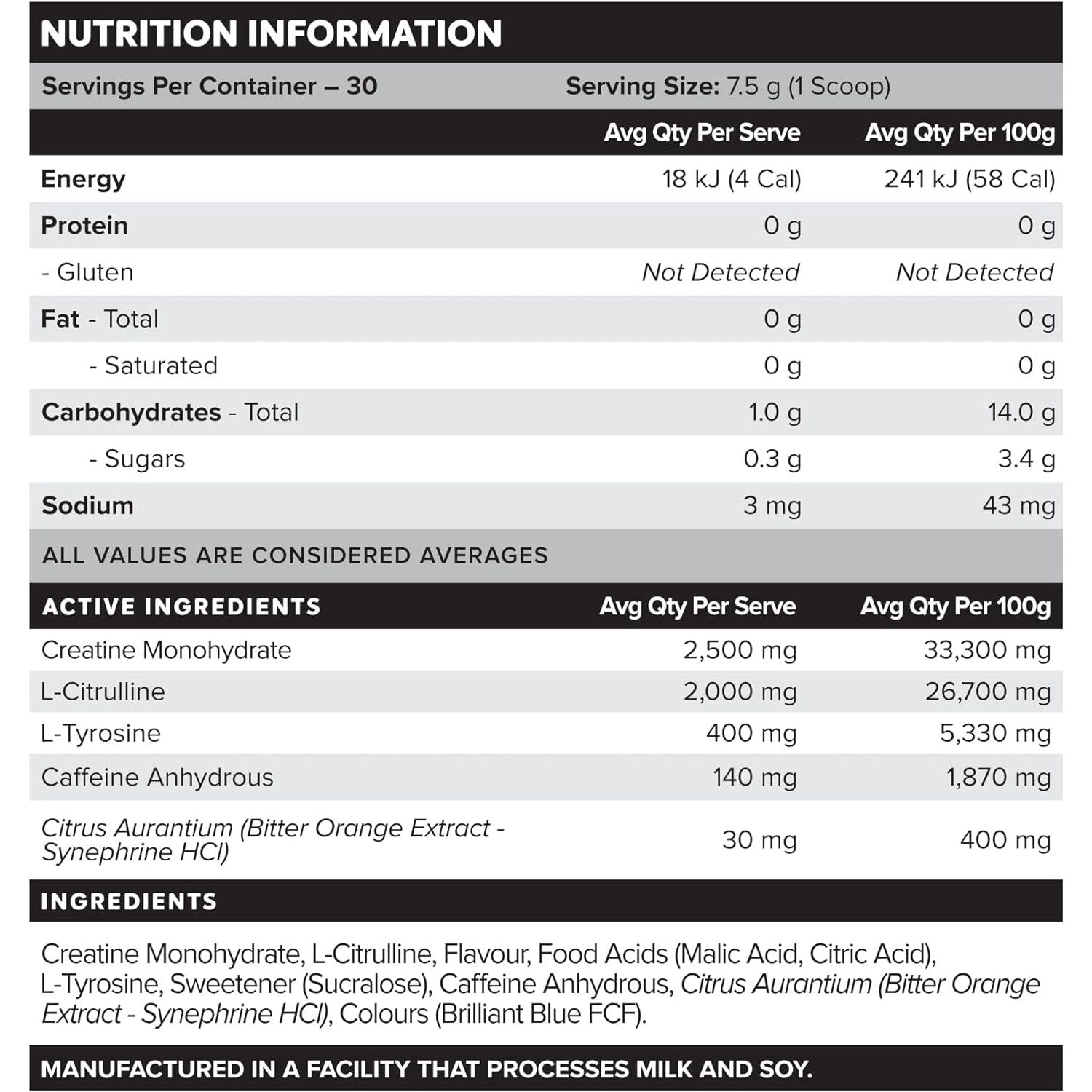 Pre-workout Lemonade Legacy Sport 225g (30 Serves)