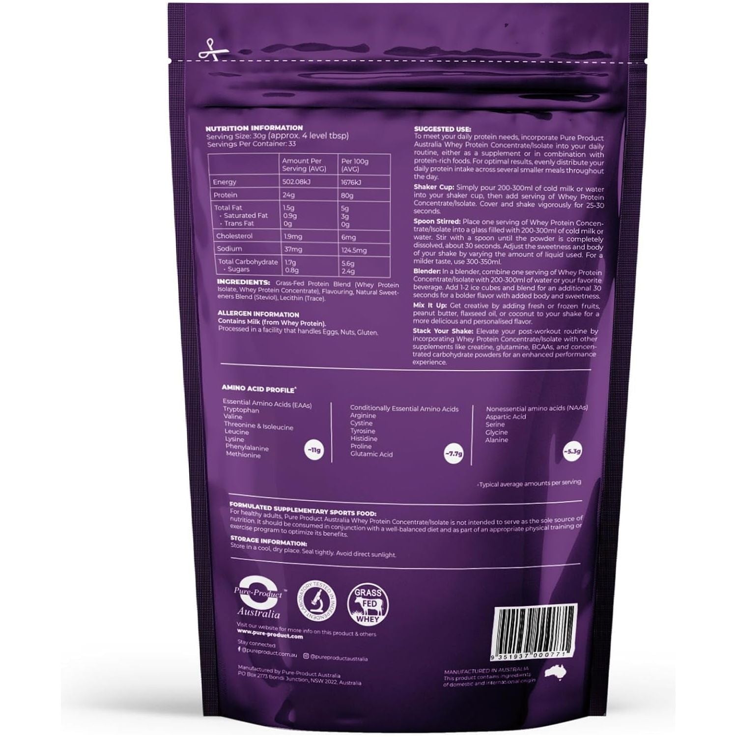 100% Whey Protein Isolate And Concentrate CHOCOLATE 1Kg