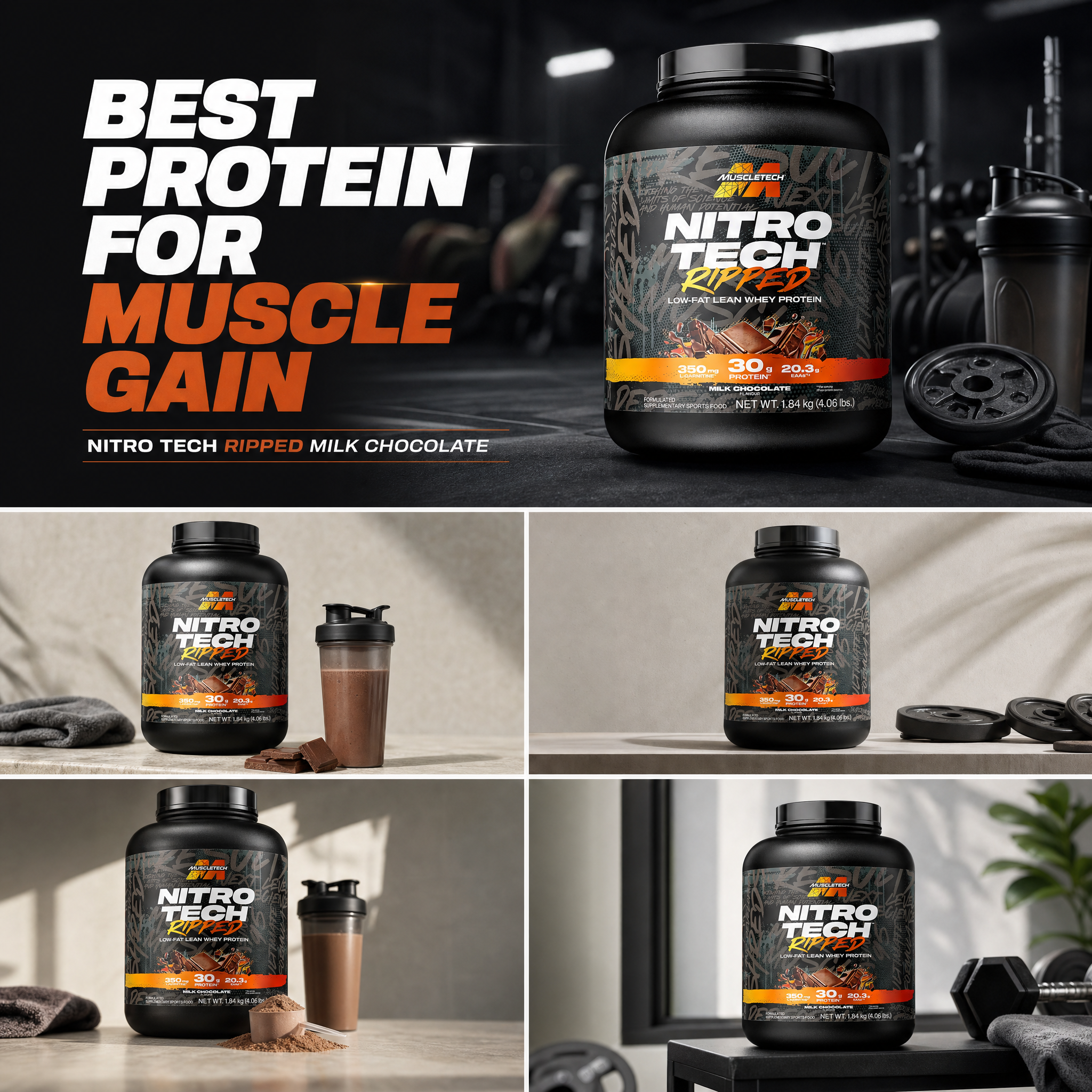Nitro Tech Ripped Milk Chocolate Isolate and Peptide Protein Powder 1.81 Kg