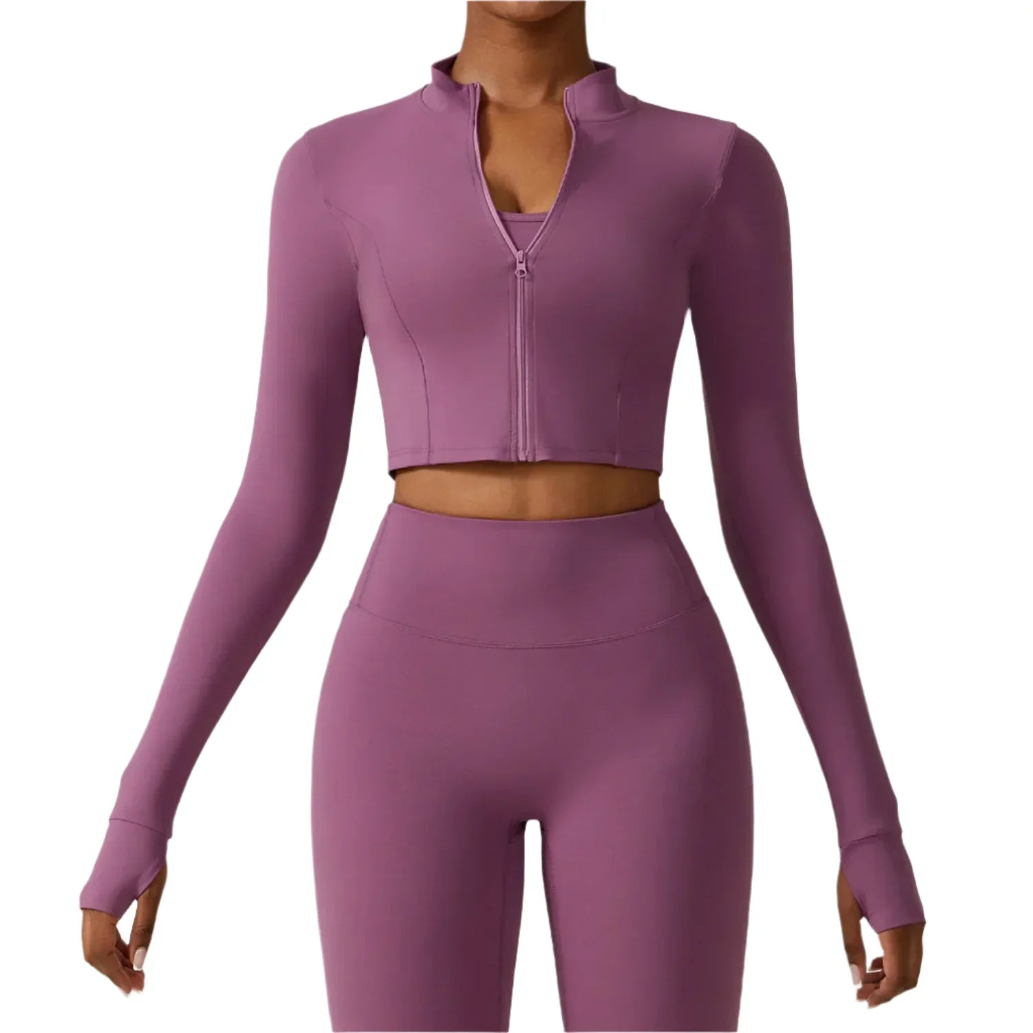 Activ Era Women's Luxe Long Sleeve Zipper Crop Top