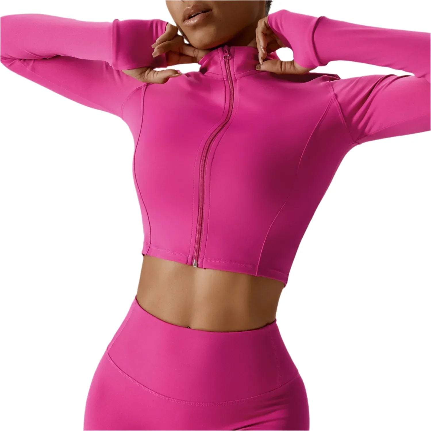 Activ Era Women's Luxe Long Sleeve Zipper Crop Top