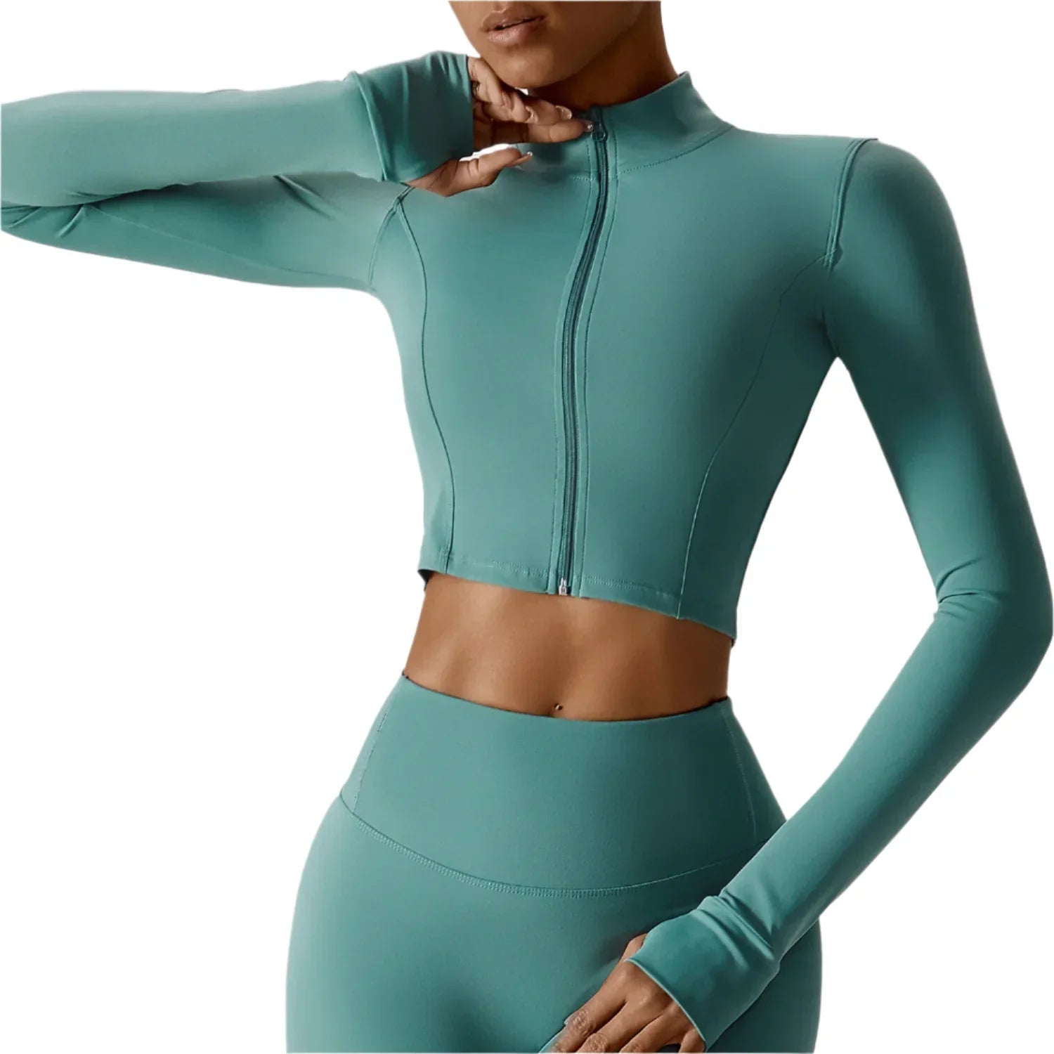 Activ Era Women's Luxe Long Sleeve Zipper Crop Top