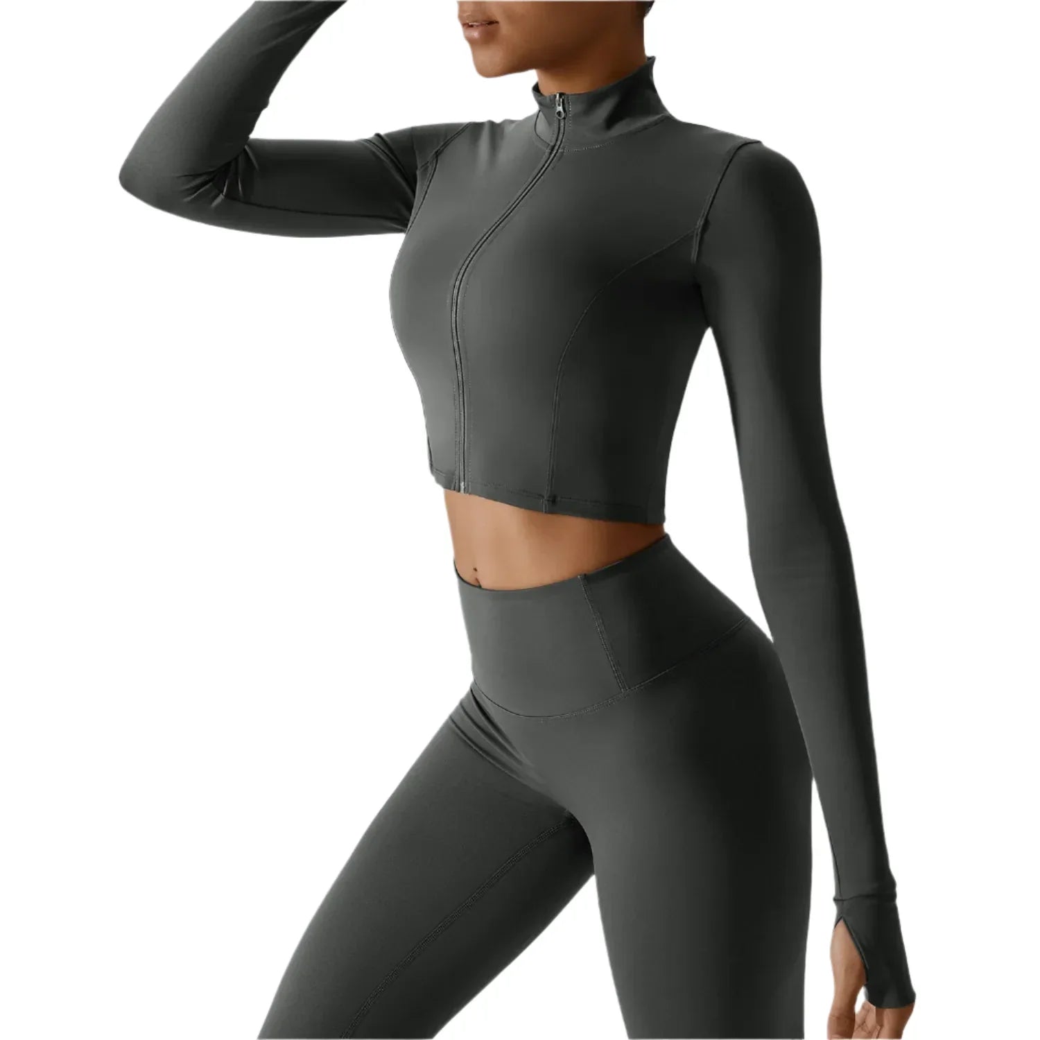 Activ Era Women's Luxe Long Sleeve Zipper Crop Top
