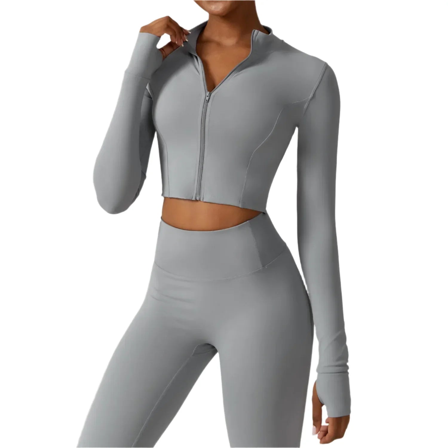 Activ Era Women's Luxe Long Sleeve Zipper Crop Top