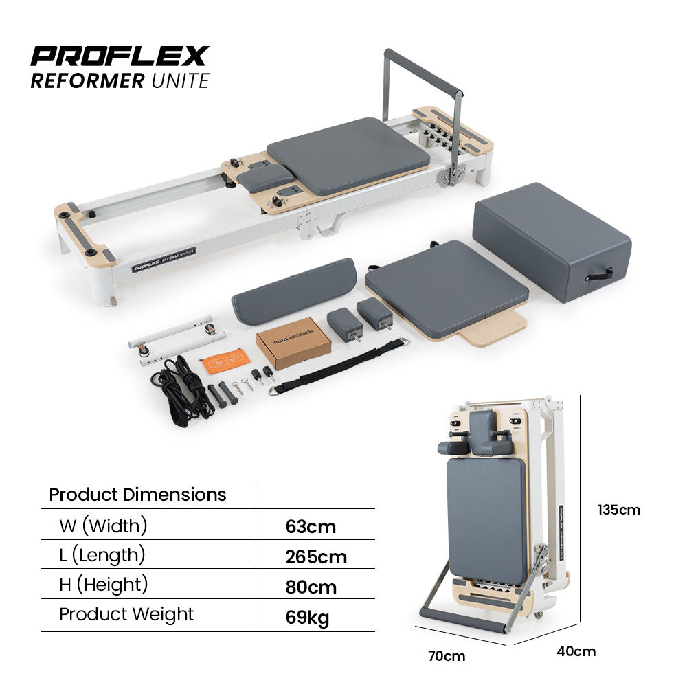 Proflex Aluminium Pilates Reformer Machine Stretch Bed With Box And Jump Board Accessories
