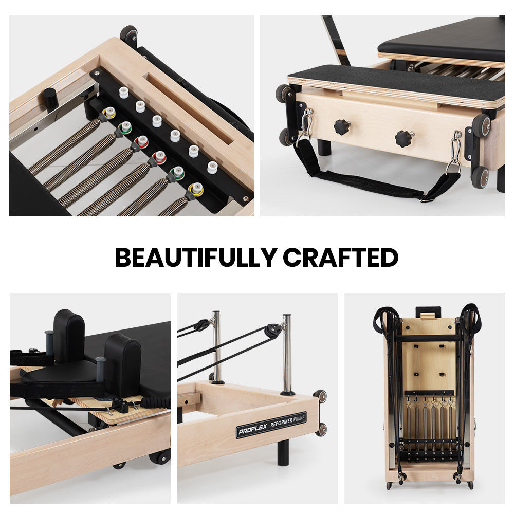 Proflex Wooden Pilates Reformer Machine Stretch Bed With Box And Jump Board Accessories
