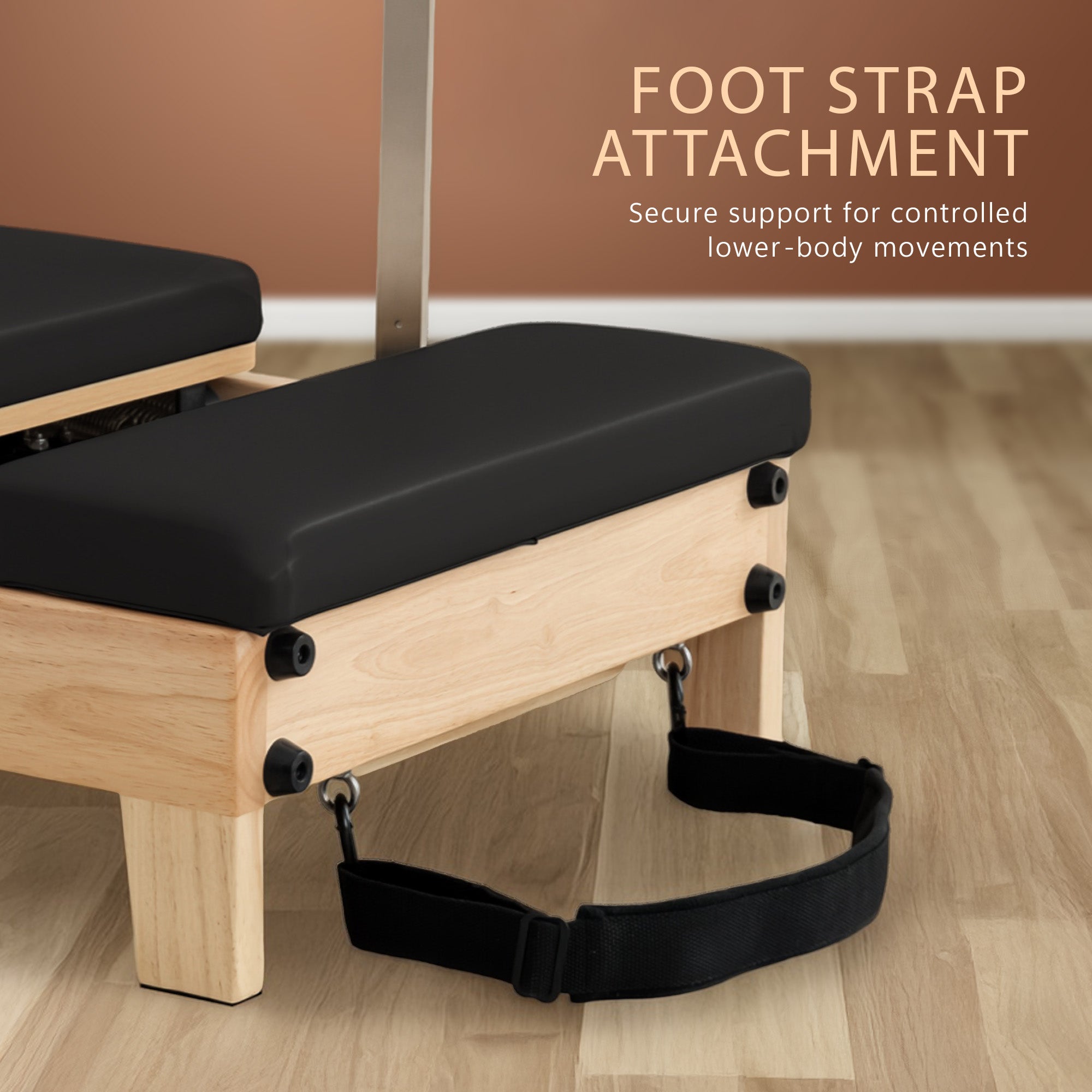 Powertrain Selina Pilates Reformer Machine Wooden Folding Multifunctional Home Gym Equipment With Jumpboard And Sitting Box Oak Black
