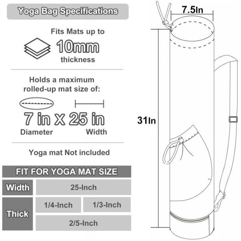 Off White Durable Yoga Mat Carry Bag
