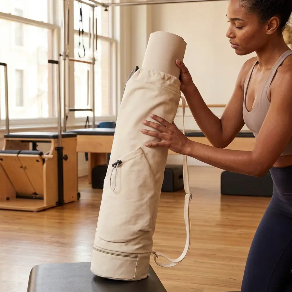 Off White Durable Yoga Mat Carry Bag