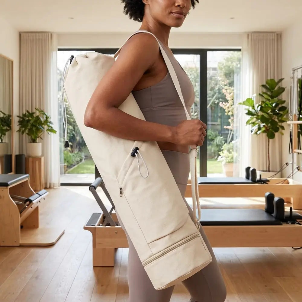 Off White Durable Yoga Mat Carry Bag