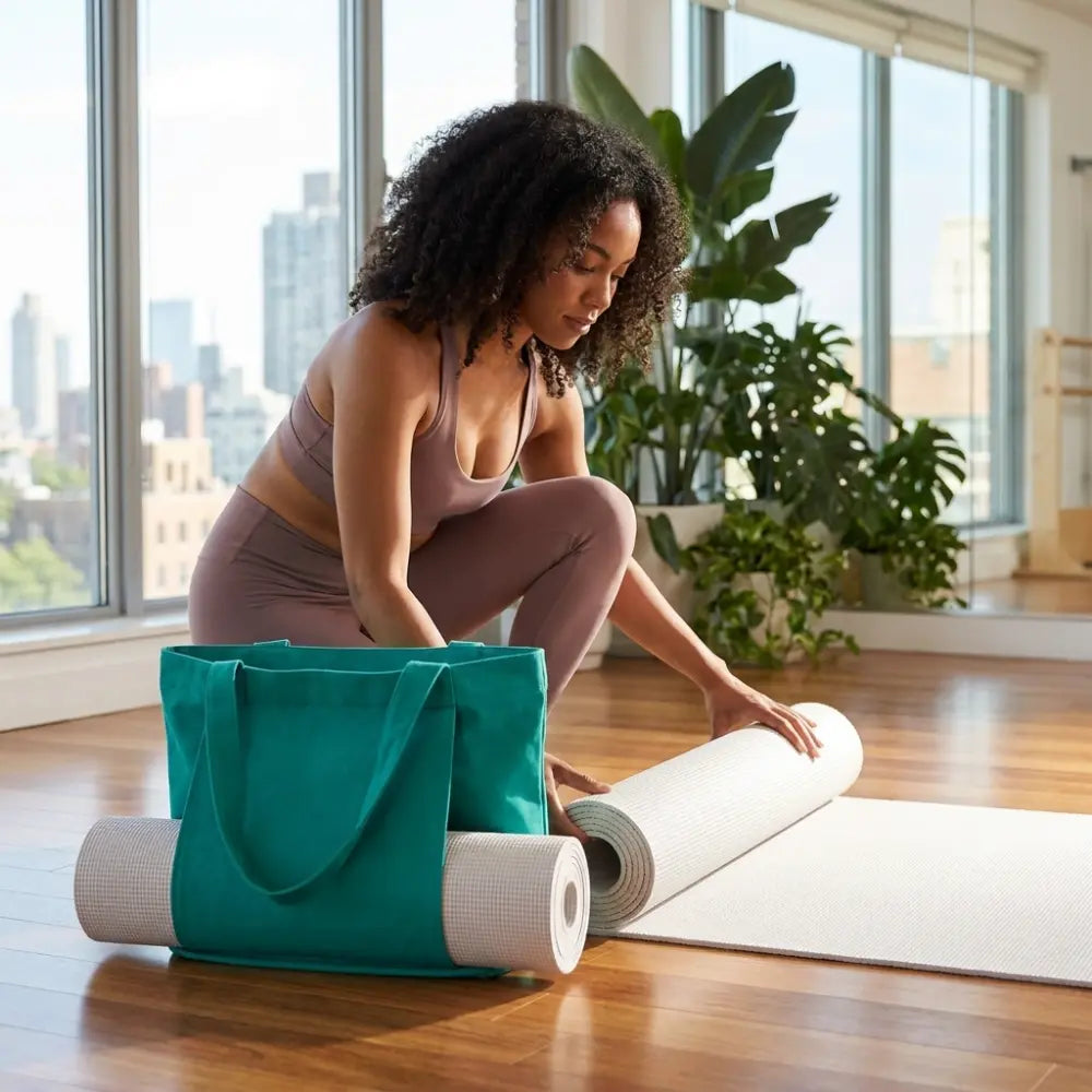 Green Yoga Mat Tote Bag